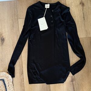 KHAITE Slinky Black Long Sleeve Top
